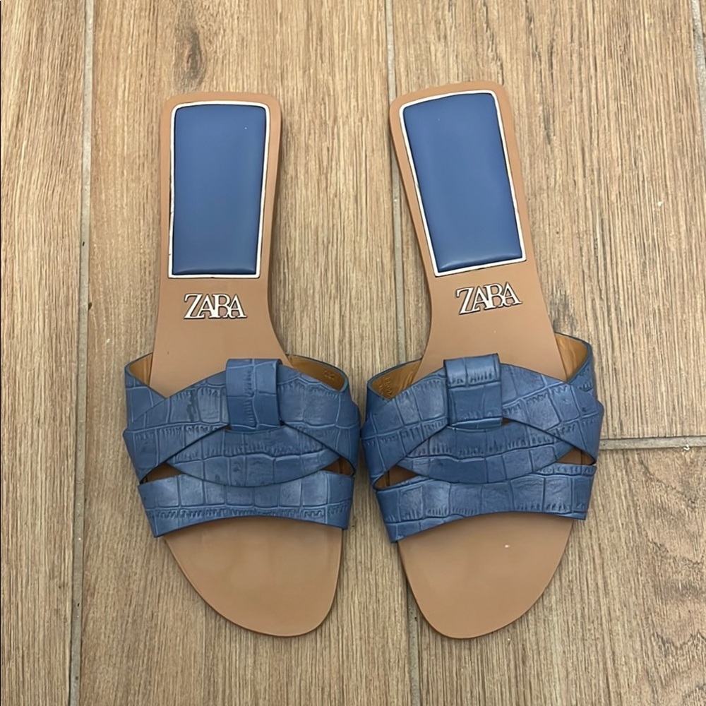 Zara Blue Woven Sandals